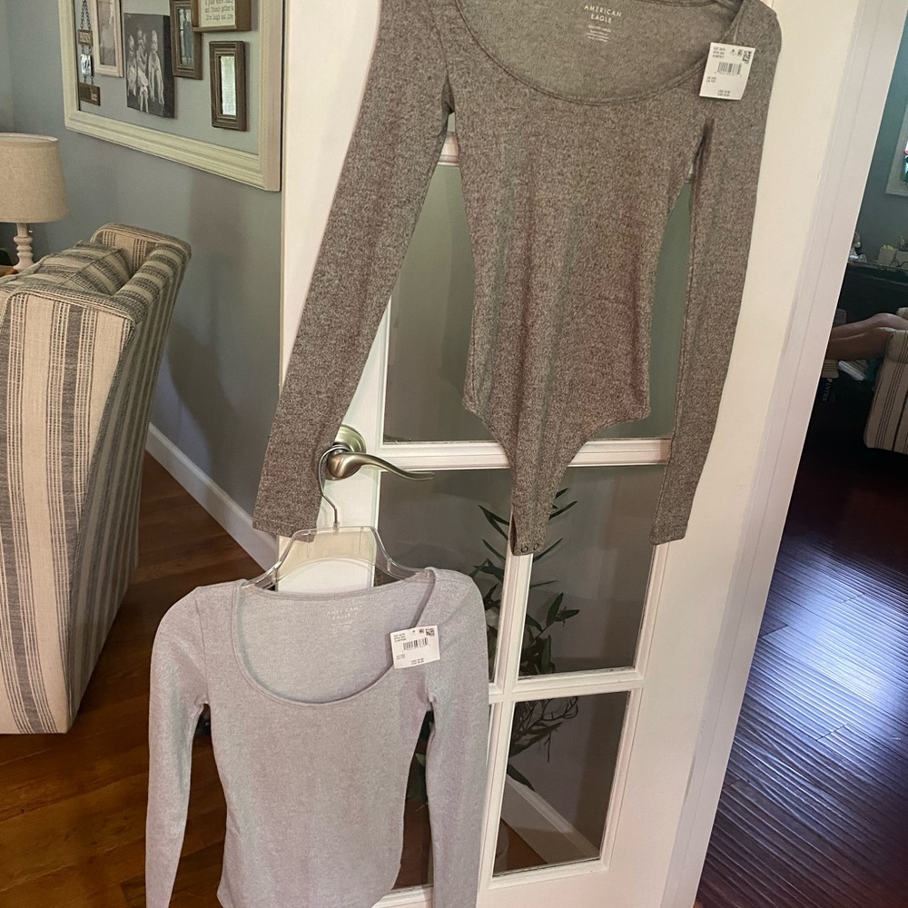 American Eagle Outfitters Heathered Gray Bodysuit size XXS New with tags